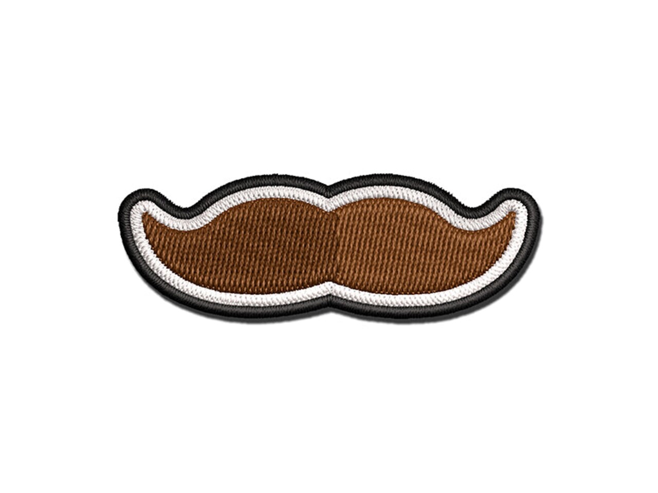 Mustache Solid Multi-Color Embroidered Iron-On or Hook & Loop Patch Applique